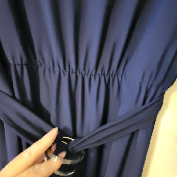 Anthony Original Navy Maxi Dress with Beautiful Sleeve Embroidery Size M - Picture 5 of 10